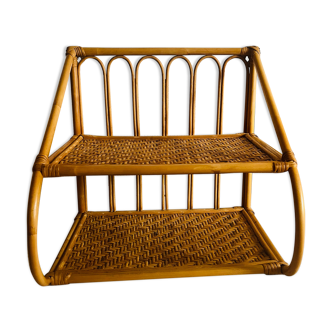 Vintage rattan wall shelf