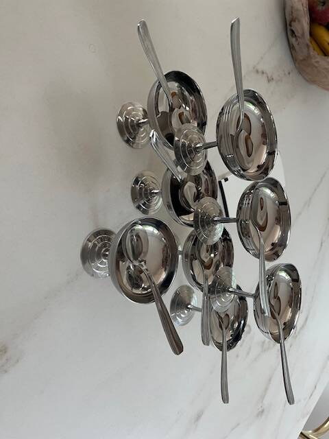 8 ice cream cups and spoons 80s design letang remy