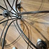 Pair of matte metal chandeliers
