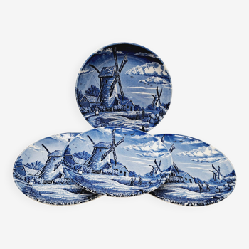 Set of 4 blue dinner plates