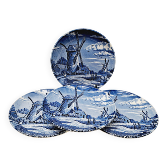 Set 4 assiettes plates bleues