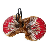 Ceramic hors d'oeuvre server Vallauris shell slipware fish