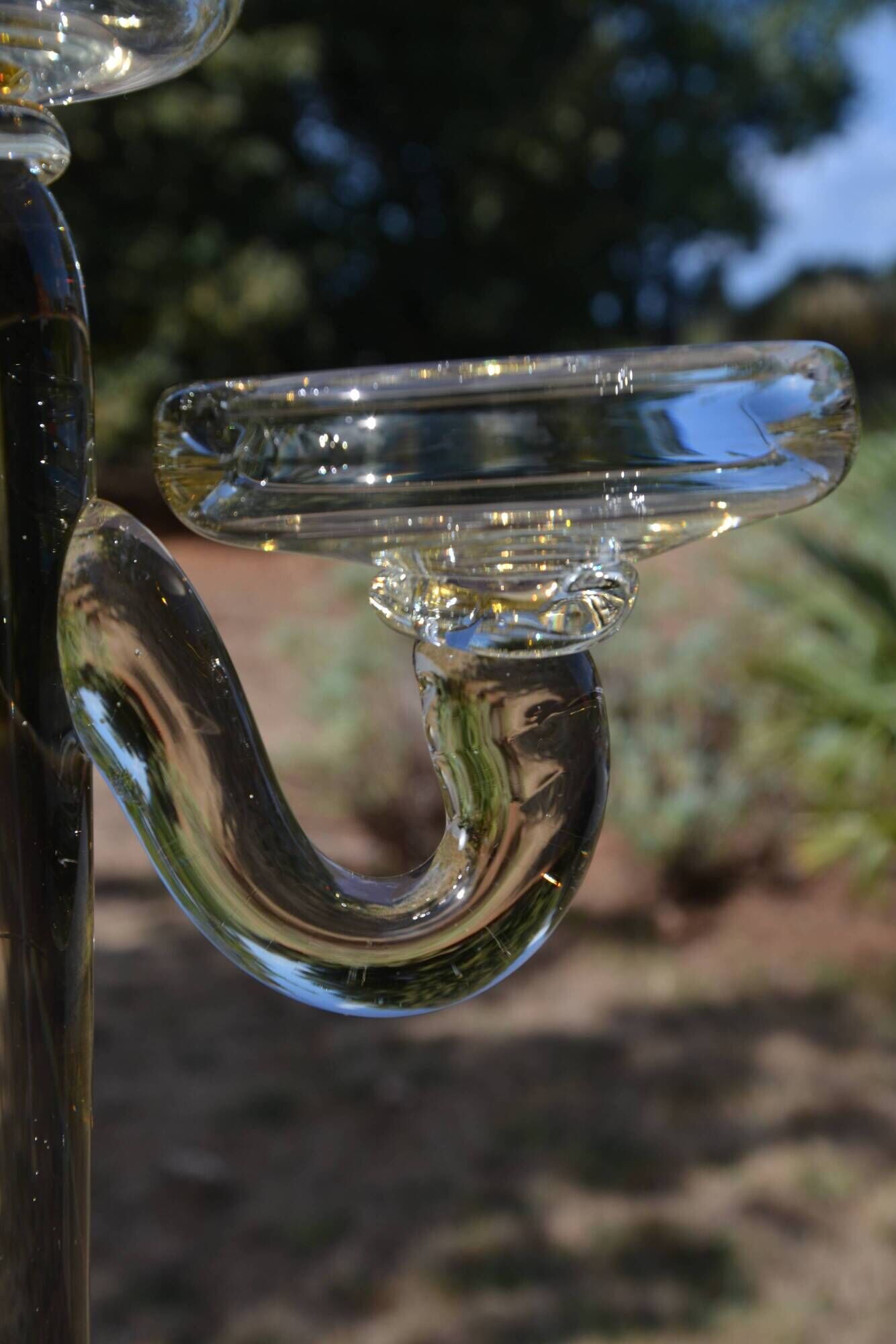Large blown glass chandelier with bubbles