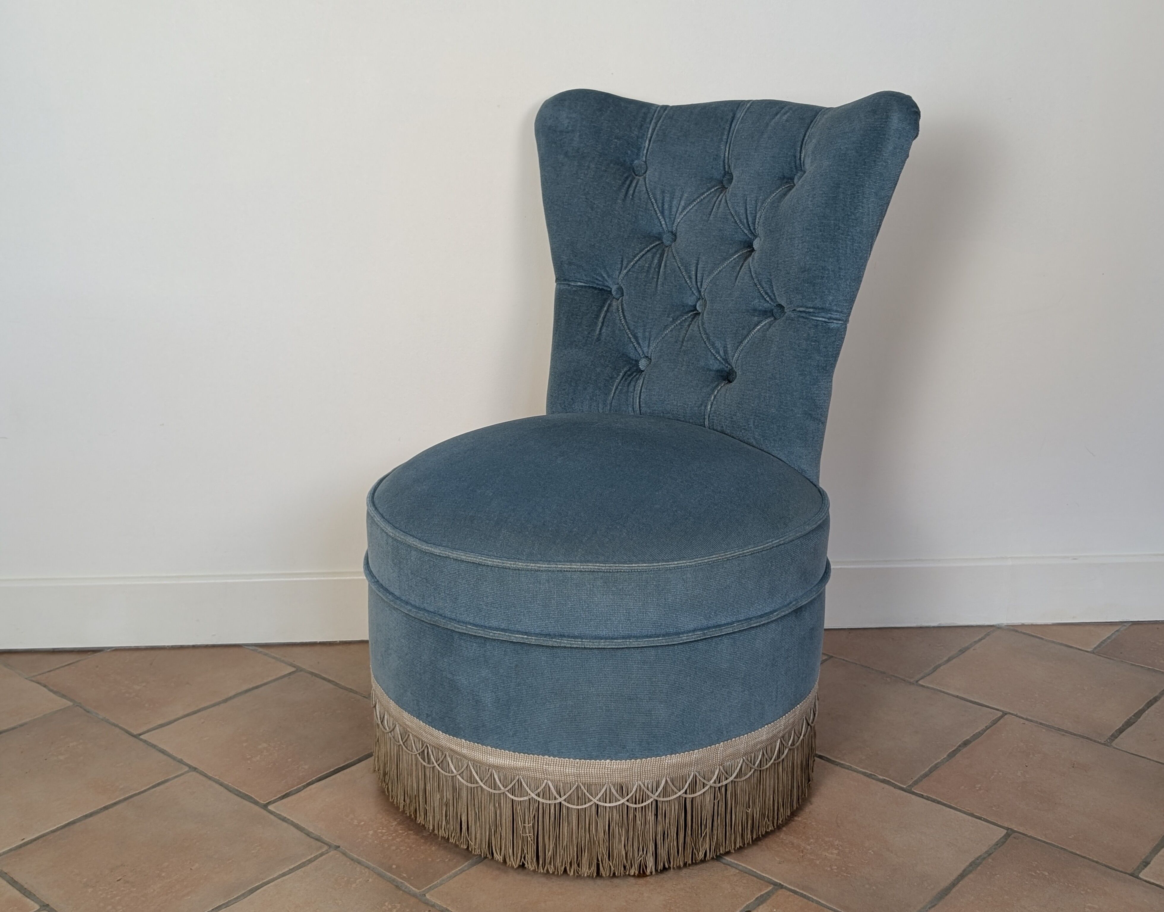 Fauteuil crapaud en velours