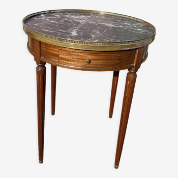 Mahogany hot water bottle table with brass net