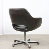 Italian Vintage Chocolate Brown Leather Office Chair