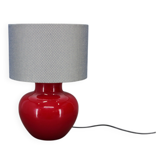 Lampe de table italienne en verre VeArt et abat-jour en tissu, années 1970