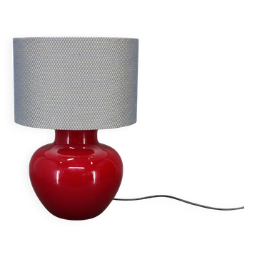 1970s Italian VeArt Glass Table Lamp with Fabric Lamp Shade