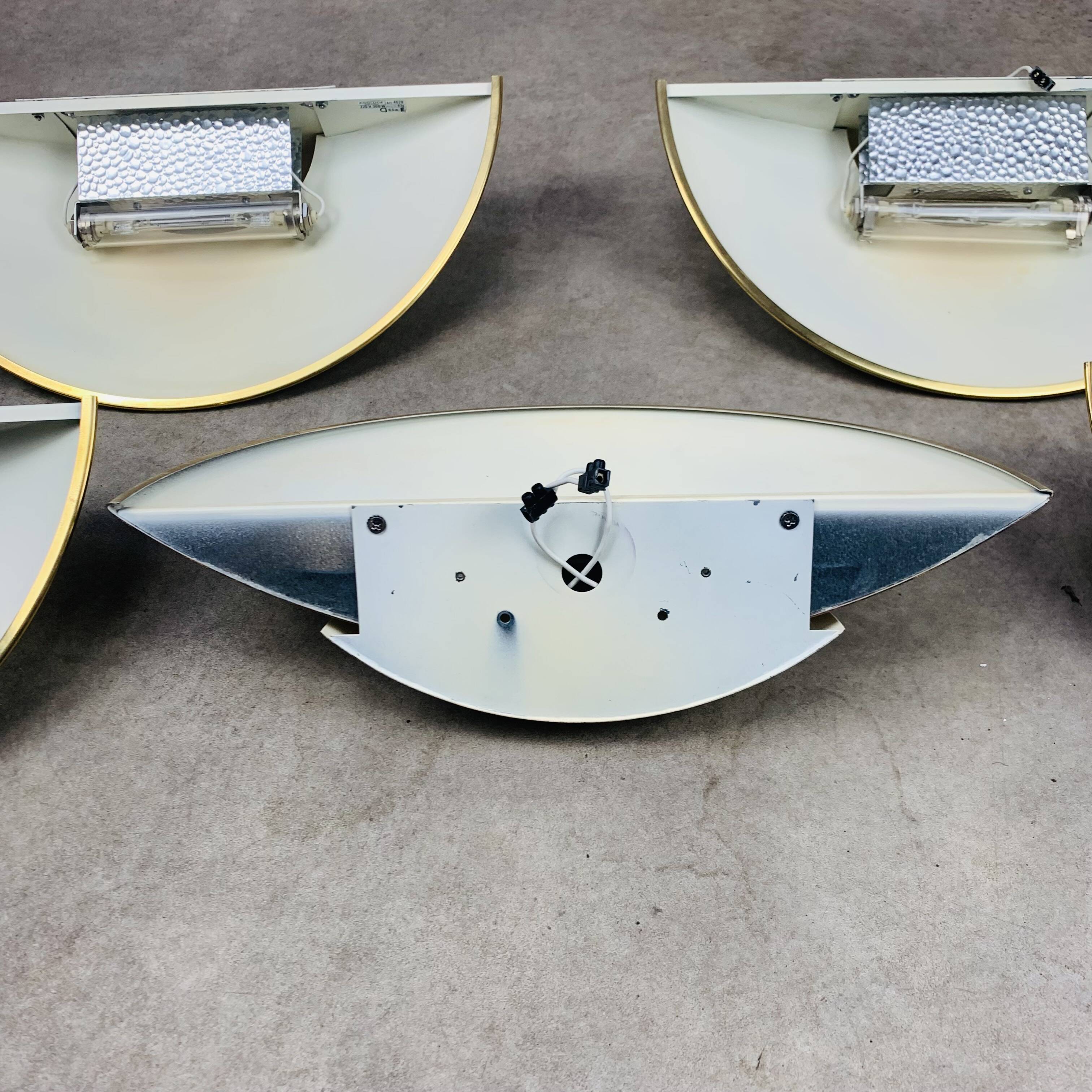 5 half moon brass wall lights Hollywood Regency style by Egoluce