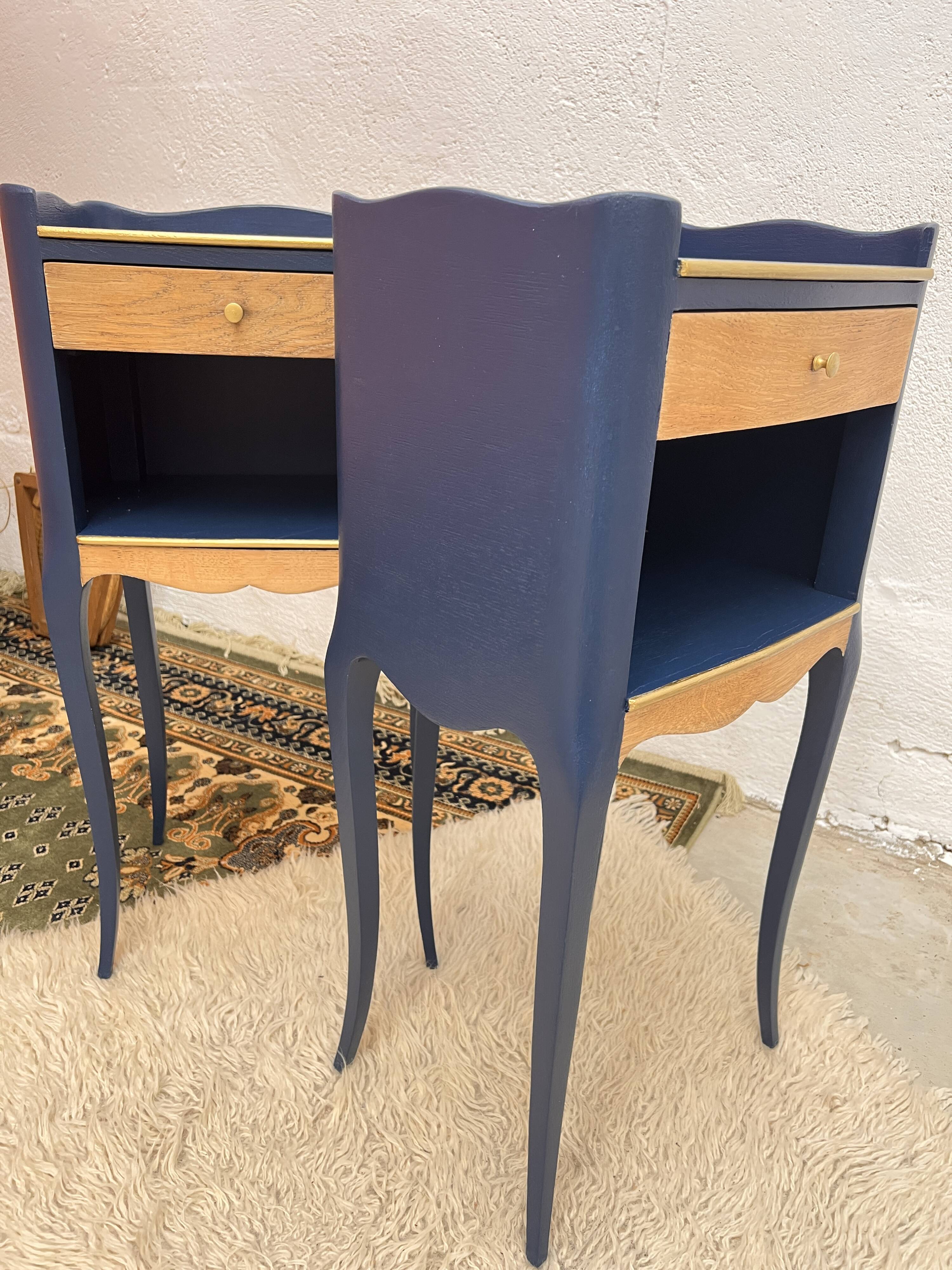 Pair of vintage oak bedside tables