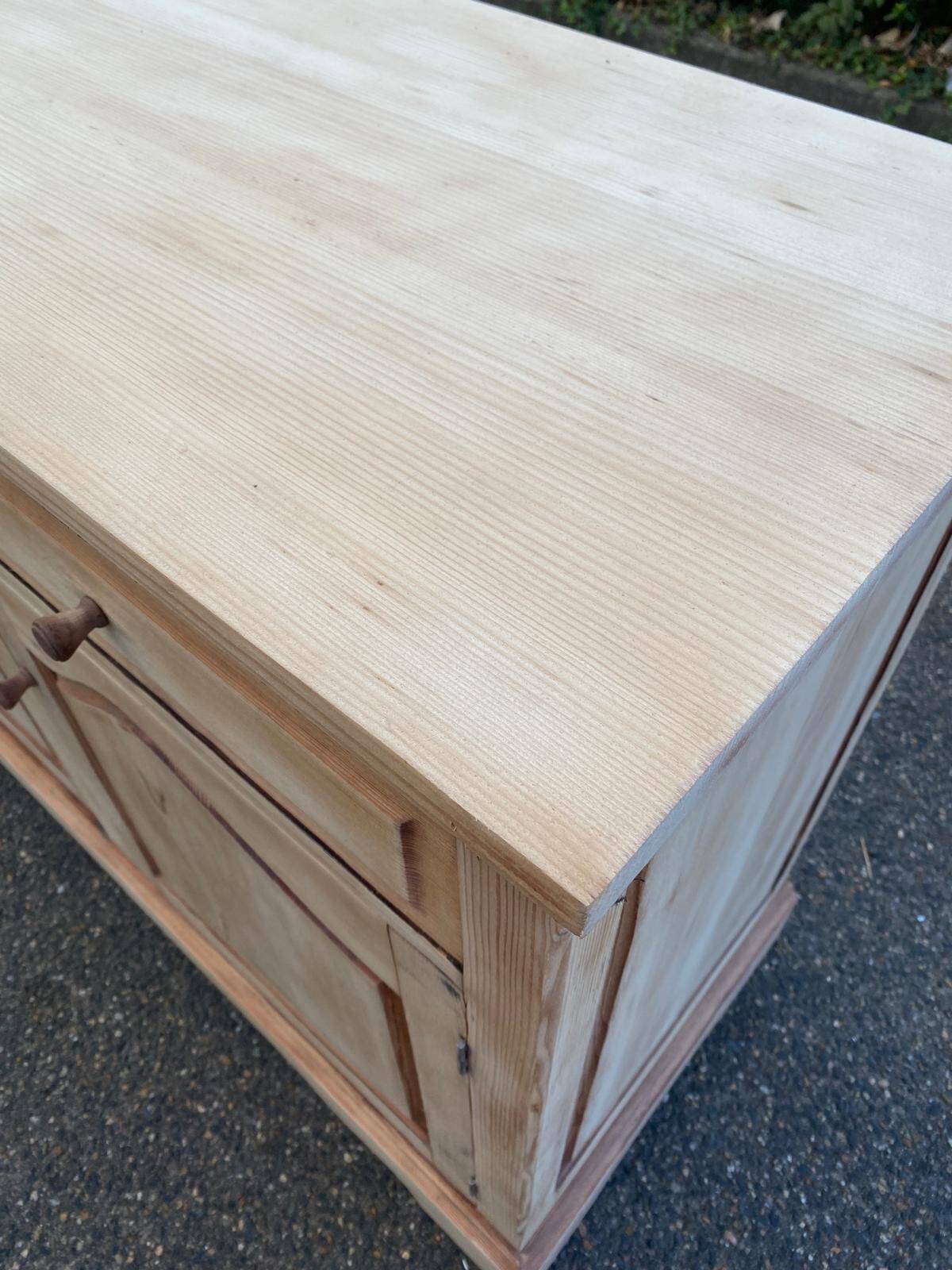 Renovated Parisian-style sideboard in light raw solid wood