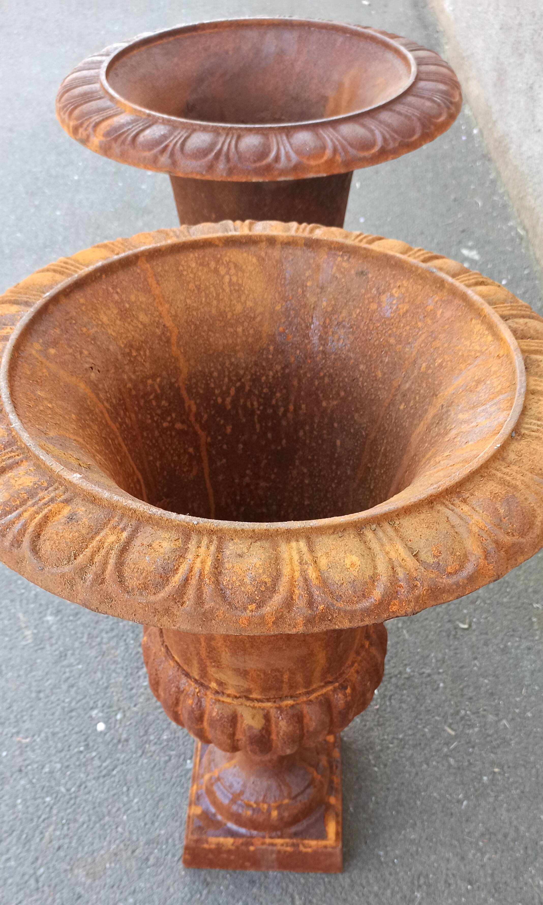 Pair of Medici type vase in cast iron