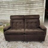 Canapé vintage Space Age en velours marron