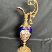 Royal blue porcelain ewer signed early 20th century