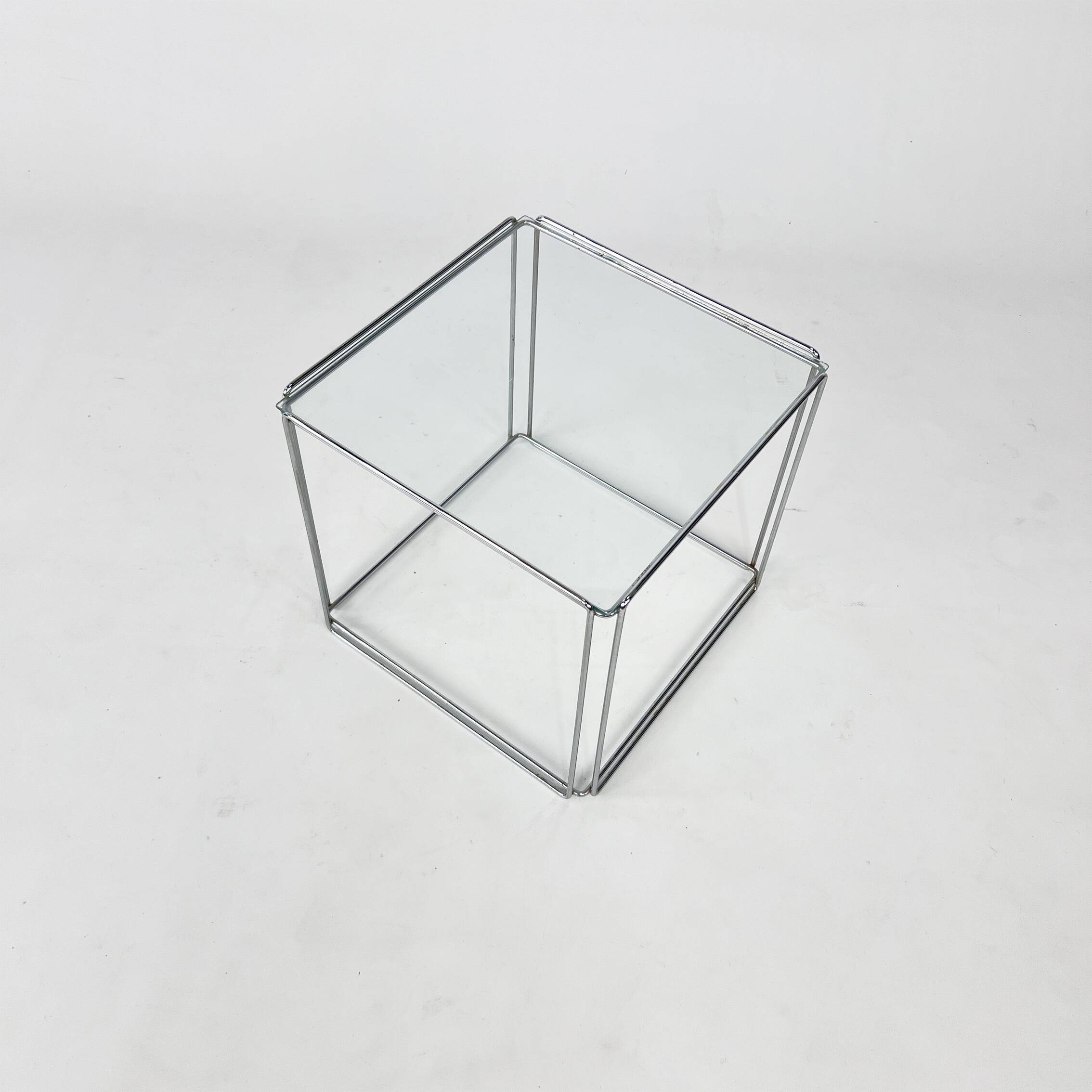 Max Sauze Steel and Glass Side Table, 1970s