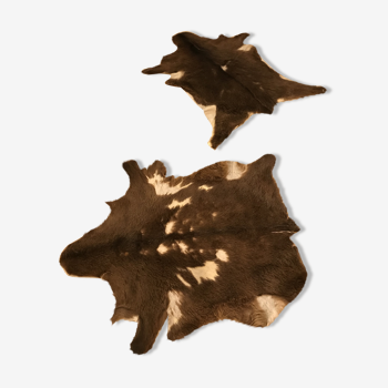 Set of two skins of Brown and white goat