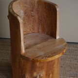 Swedish brutalist mid-century sculptural chair in solid pine.