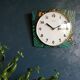 Horloge formica vintage pendule murale silencieuse "Beroz vert ocre"
