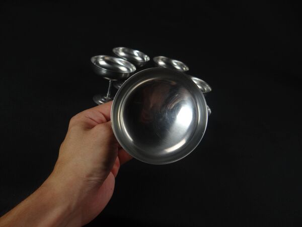 6 coupelles à glace sur pied en inox Létang Rémy en inox Made in France