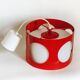 Vintage UFO ceiling light in red metal and white glass