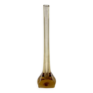 Amber glass soliflore vase, four-lobed base, 1960s-1970s.