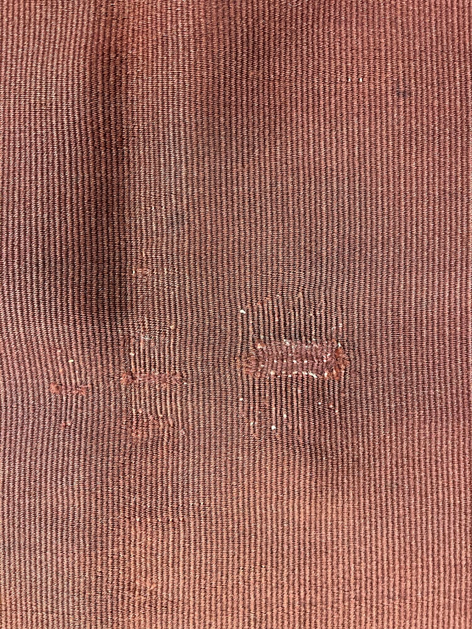 Antique 1900s Burgundy Kilim Rug, Square Wool Flatweave Carpet 143 x 161 cm