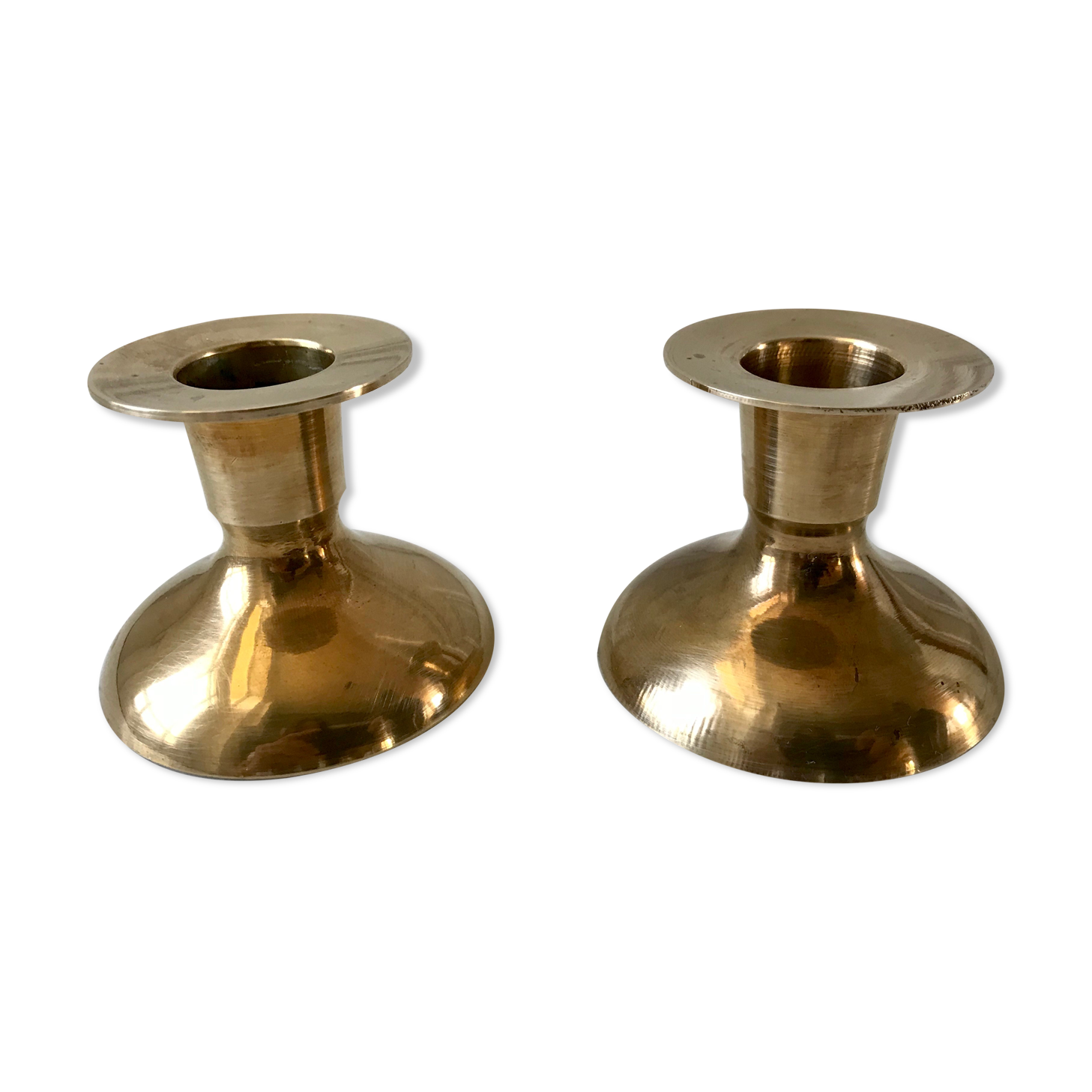 Duo of brass candle holders 20s