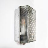 Old wall lamp in cast aluminum and squared glass
