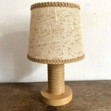 Vintage lamp with turned wooden base 30cm