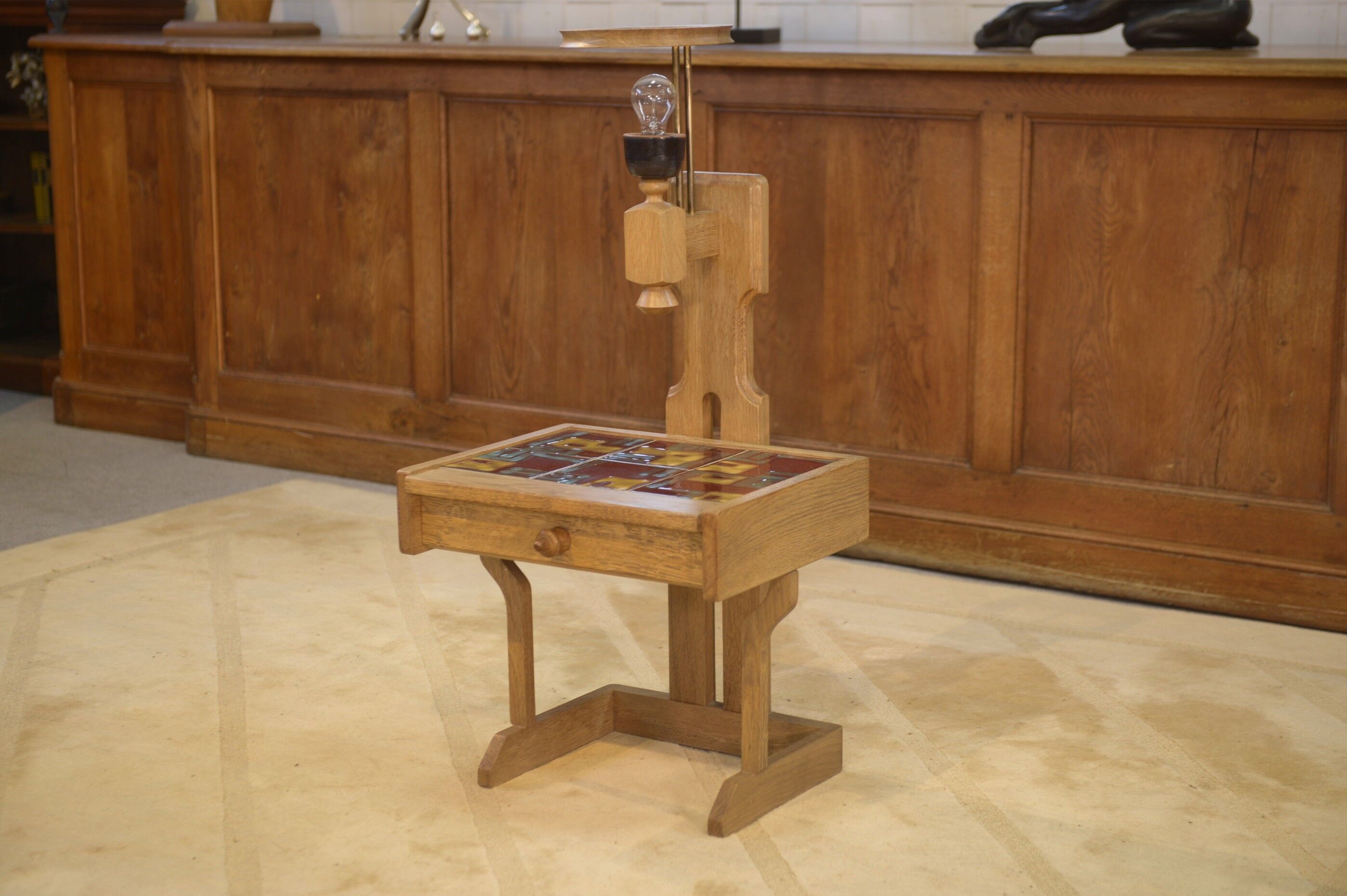 Oak bedside table by Guillerme and Chambron for Your House 1950s