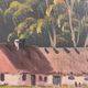 Vintage signed cottage lake landscape oil painting
