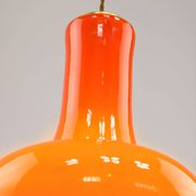 Mid-Century Italian Orange Glass and Brass Pendant Lamp