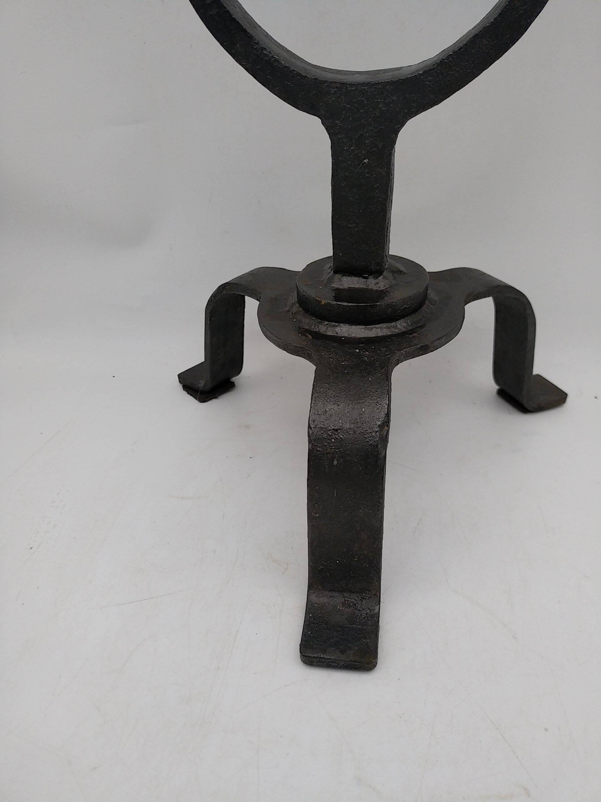 Brutalist wrought iron candle holder. Birds .