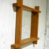 brutalist pine large mirror, 1970