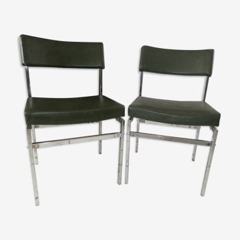 Paire de chaises vintage cuir et chrome