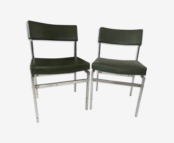Paire de chaises vintage cuir et chrome