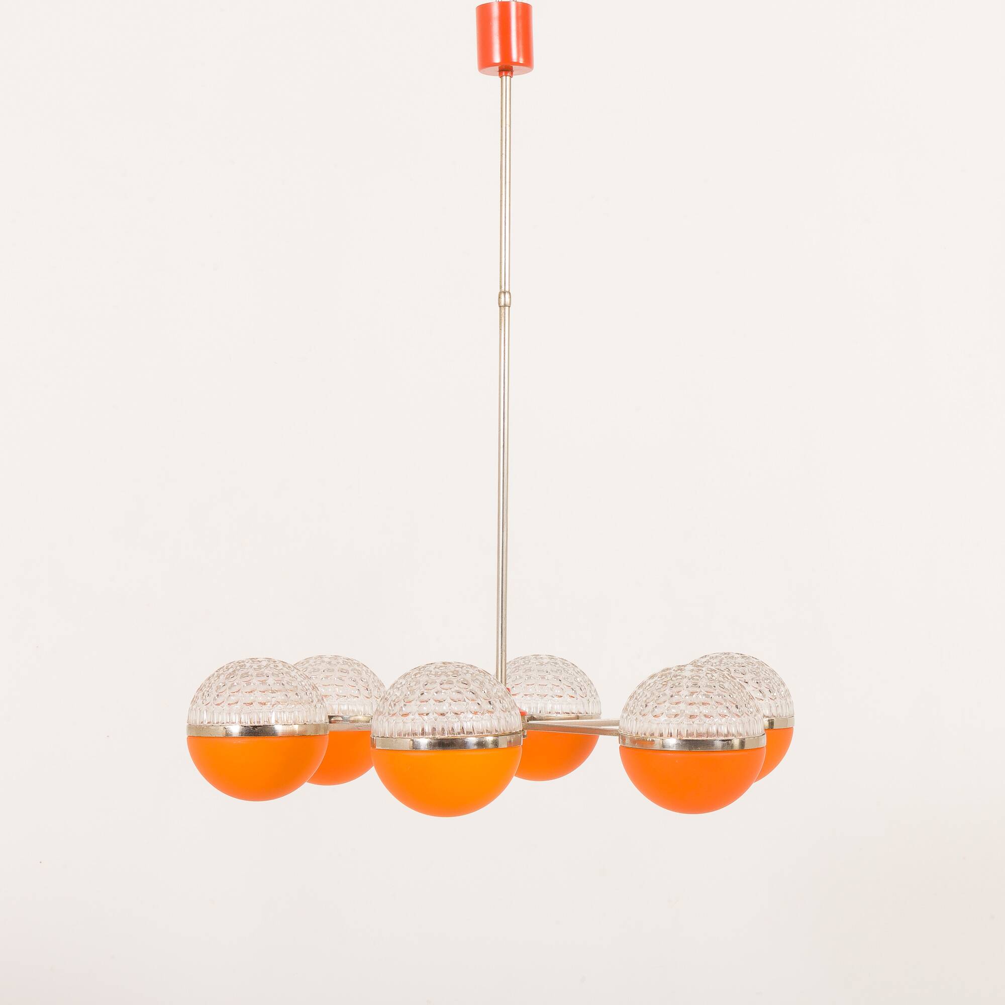 Italian Space Age chandelier with crystal glass shades, 1970s