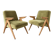 Paire de fauteuils Bunny 366  en velours Olive