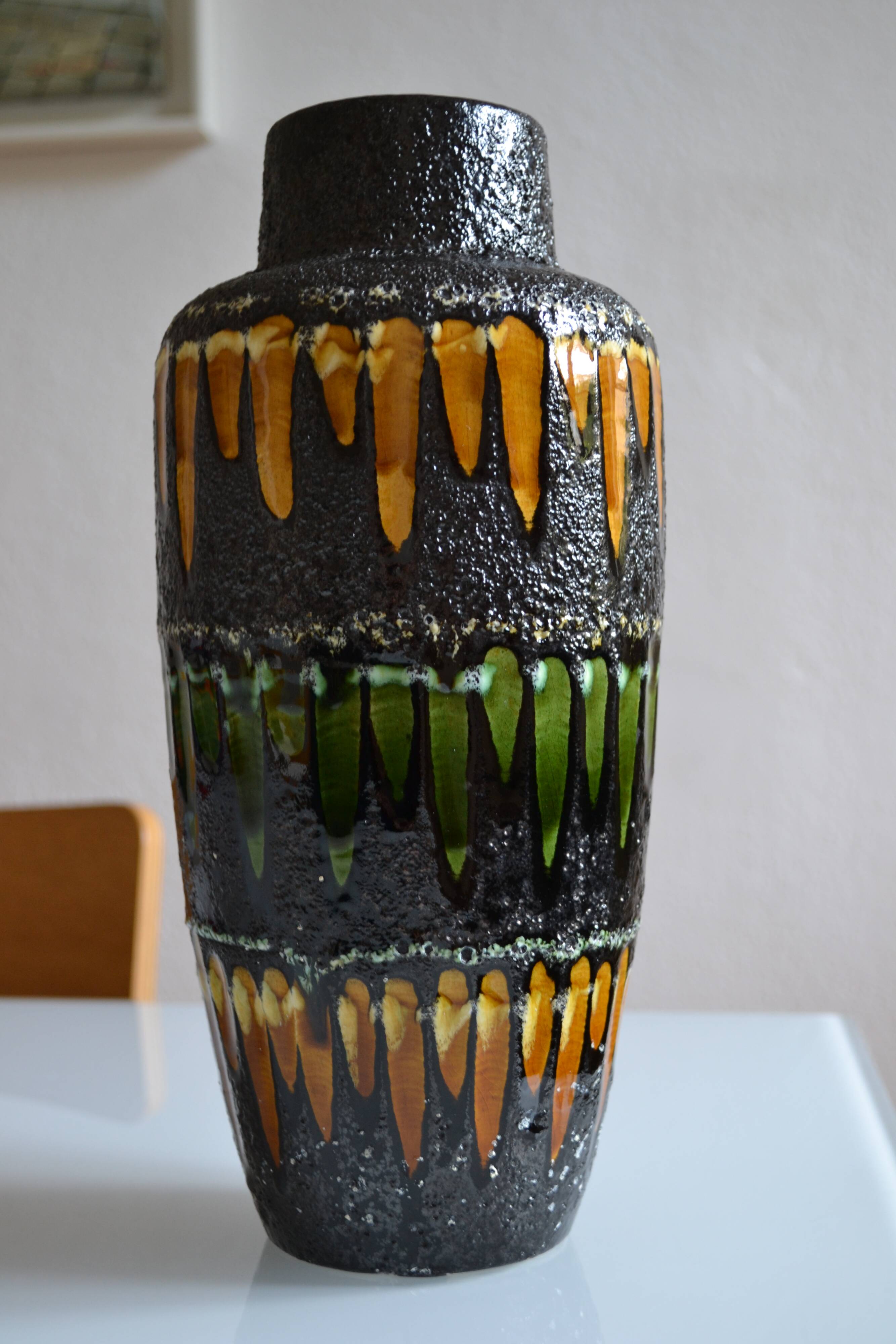 Scheurich Germany "Europ Linie" large ceramic vase Fat Lava 1970