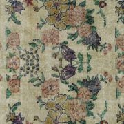Vintage Turkish Carpet Floral Beige Green 194 x 109 cm