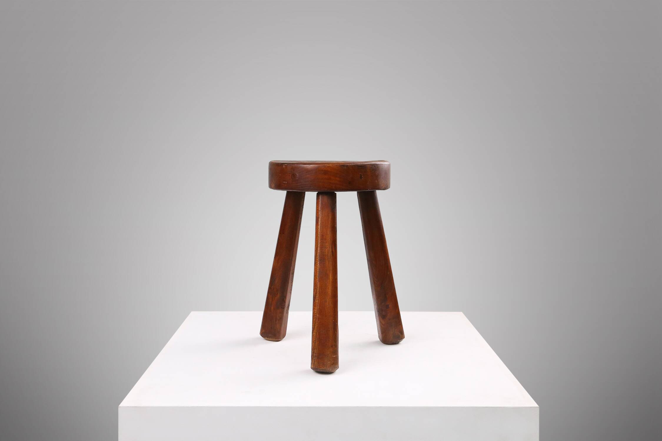Rustic Wooden Stool with Handle, 1920s