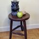 Artisanal brutalist tripod wooden stool