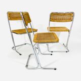 Bauhaus chaises en rotin circa 1970