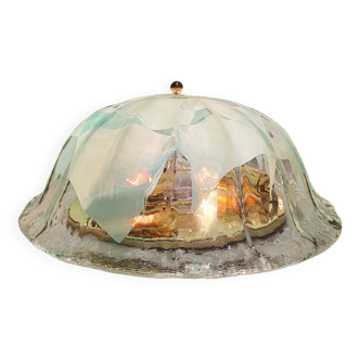 La Murrina Murano glass art deco organic shell floraral flush mount light baby blue golden Venice glass authentic wall sconce blown glass