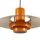 Pendant light "Falcon" two tone orange by Andreas Hansen for Fog & Mørup. Denmark 1960s.