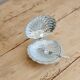 Vintage shell butter dish in silver-plated metal and glass with knife - Style