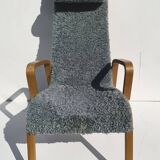 Vintage Easy Chair with Ottoman Sheepskin Midcentury Scandinavian design