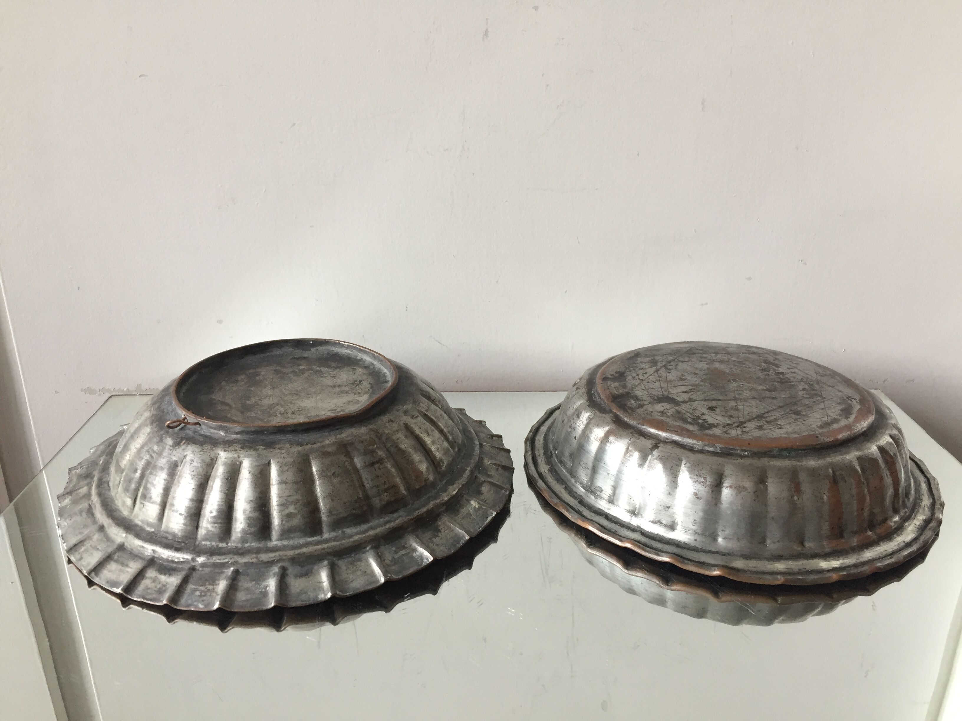 2 Ottoman  antique  plates bowls copper tin coated