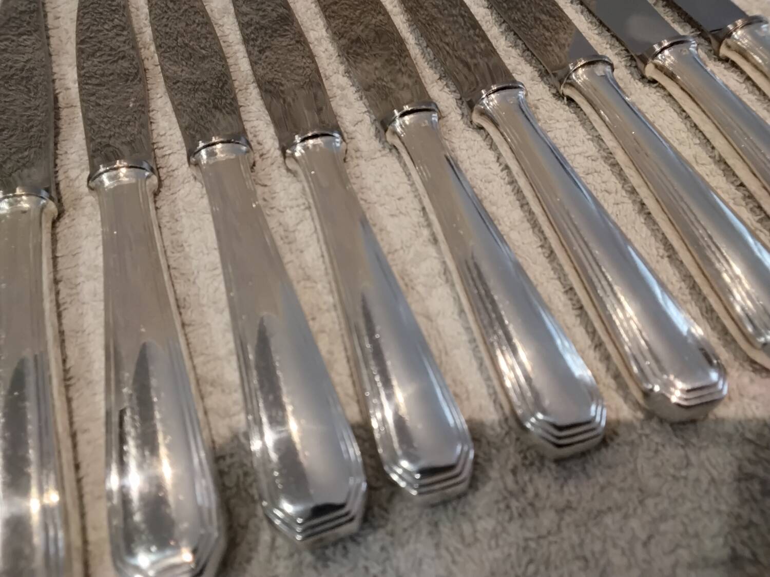 12 silver-plated dessert knives by Christofle America