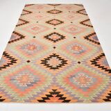6x10 Green & Light Orange Tribal Large Kilim Area Rug, 176x301Cm